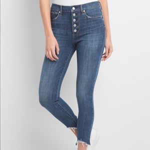 GAP DENIM button up high rise jeans distressed hem